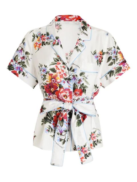 Dolce & Gabbana floral-print tie shirt - White - zdjęcie produktu nr 1