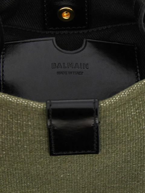 Balmain intarsia logo canvas bucket bag - Green
