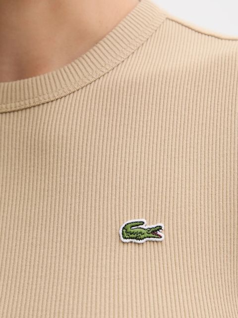 Lacoste t-shirt bawełniany damski kolor beżowy TF5538