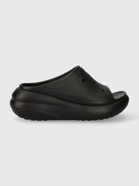 Crocs klapki Classic Crush Slide damskie kolor czarny na platformie 207670 - zdjęcie produktu nr 1