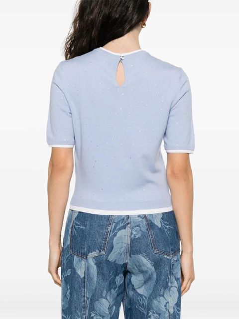 Maje rhinestone-embellished T-shirt - Blue