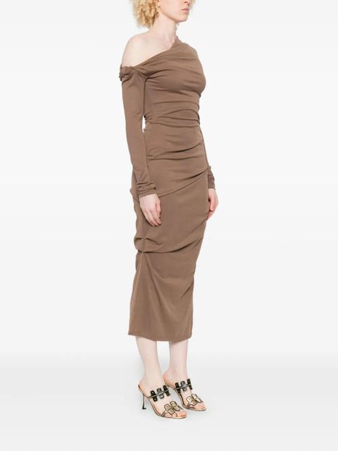 Paris Georgia Manahou one-shoulder draped dress - Neutrals