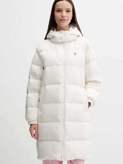 Calvin Klein Jeans kurtka puchowa kolor beżowy zimowa LV047D502G - zdjęcie produktu nr 1