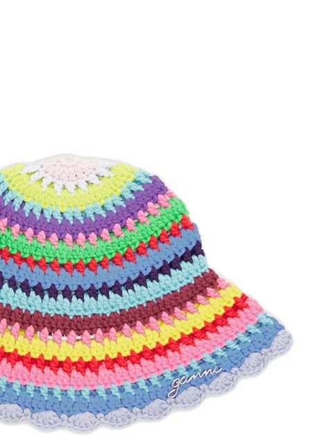 GANNI crochet-knit bucket hat - Blue - zdjęcie produktu nr 2