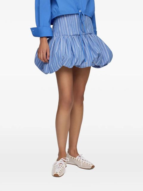 GANNI stripe-pattern bubble-hem skirt - Blue