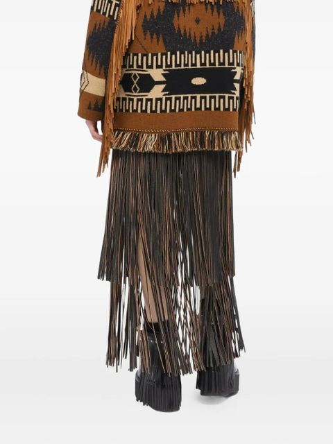 Alanui frange trim cardigan - Brown