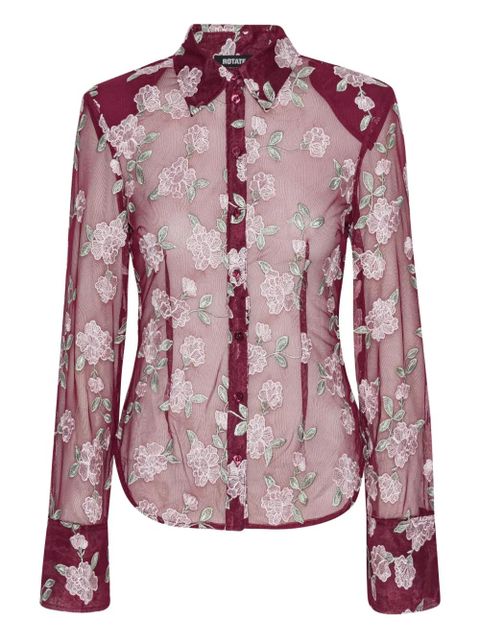 ROTATE BIRGER CHRISTENSEN floral-embroidered mesh shirt - zdjęcie produktu nr 1