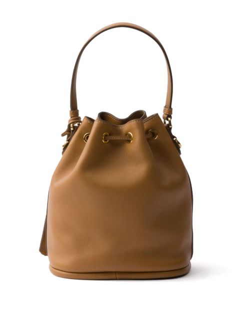 Prada mini leather bucket bag - Brown - zdjęcie produktu nr 2