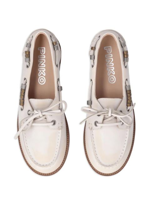 PINKO bead-embellished leather loafers - Neutrals