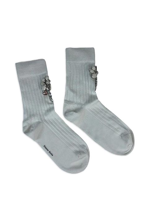 Simone Rocha Poppy crystal-embellished ribbed socks - Blue - zdjęcie produktu nr 1