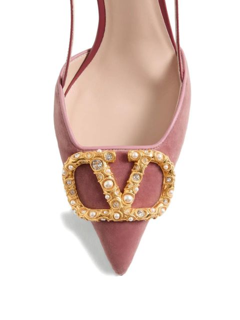 Valentino Garavani 80mm VLogo Signature embellished pumps - Pink