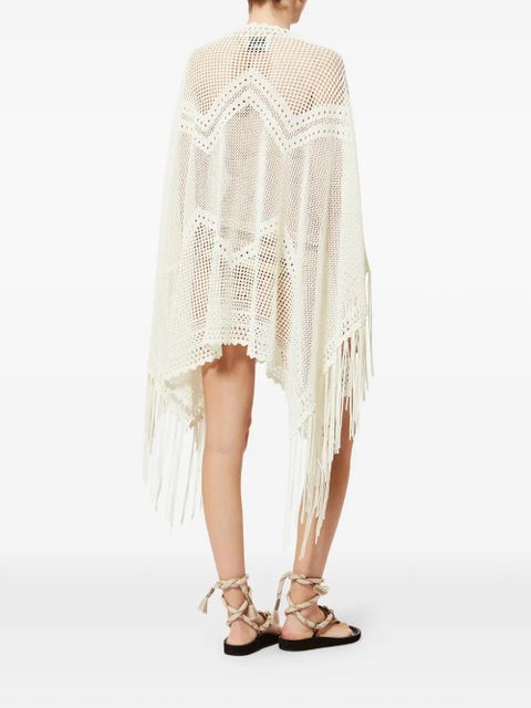 ISABEL MARANT Metila crochet fringed cape - Neutrals