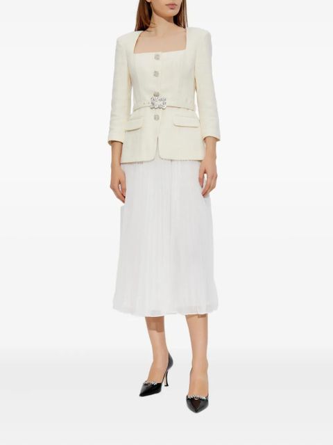 Self-Portrait embellished pleated midi dress - White - zdjęcie produktu nr 2