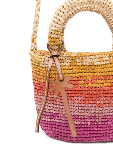 Manebi mini Panier raffia tote bag - Pink