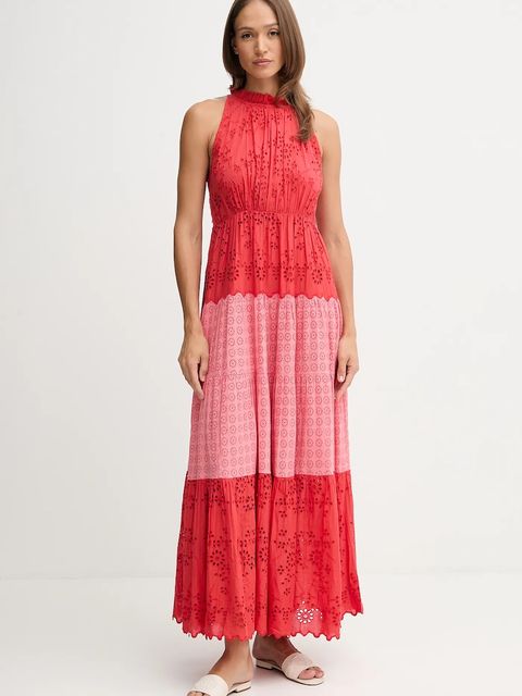 Pedro del Hierro sukienka bawełniana kolor czerwony maxi rozkloszowana 3819838