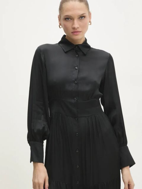 Answear.LAB sukienka kolor czarny maxi rozkloszowana