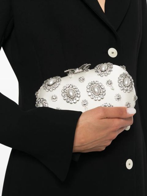 Self-Portrait crystal-embellished clutch bag - White - zdjęcie produktu nr 2