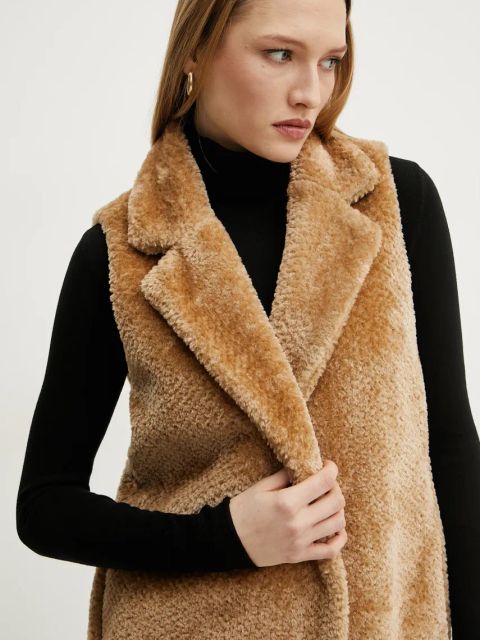 Marella bezrękawnik damski kolor beżowy przejściowy 2423906016200