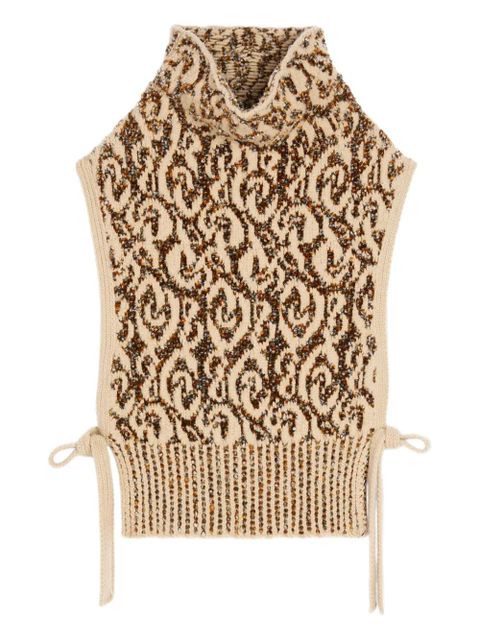DRIES VAN NOTEN jacquard bib sweater - Brown - zdjęcie produktu nr 1