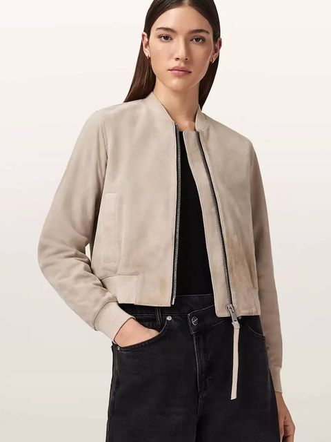 AllSaints bomberka damska zamszowa ORTEN - zdjęcie produktu nr 1