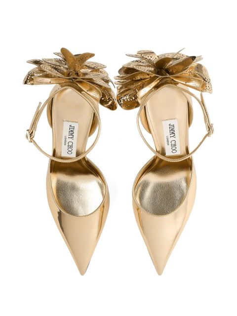Jimmy Choo 100mm Marja flower pumps - Gold