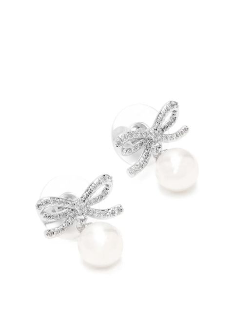 Self-Portrait bow pearl earrings - Silver - zdjęcie produktu nr 2