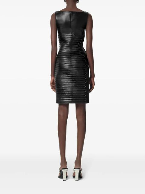 Versace scoop-neck leather mini dress - Black