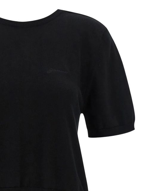 GANNI embroidered bare-back sweater - Black