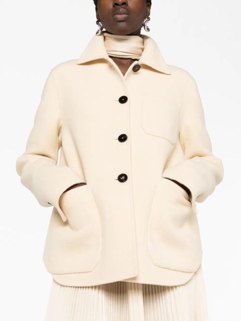 Jil Sander button-up wool shirt jacket - Neutrals