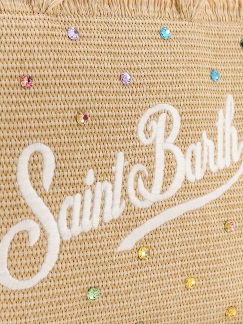 MC2 Saint Barth crystal-embellished frayed tote bag - Neutrals