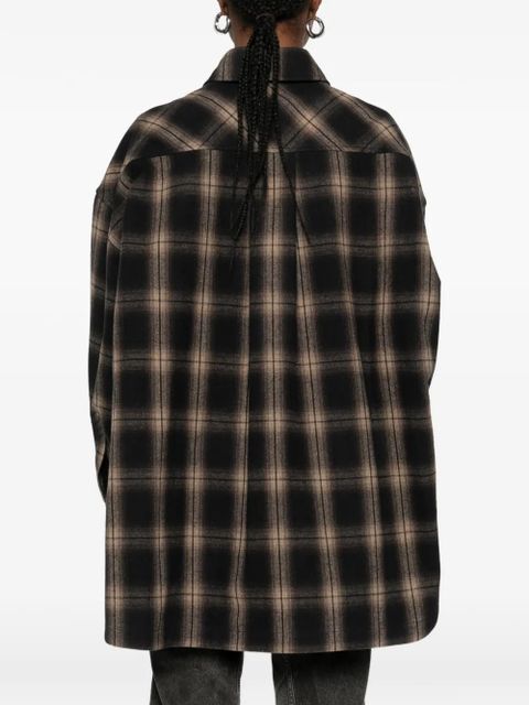 The Attico Diana checked long-sleeve shirt - Black