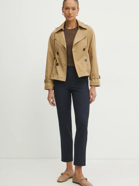 MAX&Co. spodnie damskie kolor granatowy fason cygaretki medium waist 2516131042200