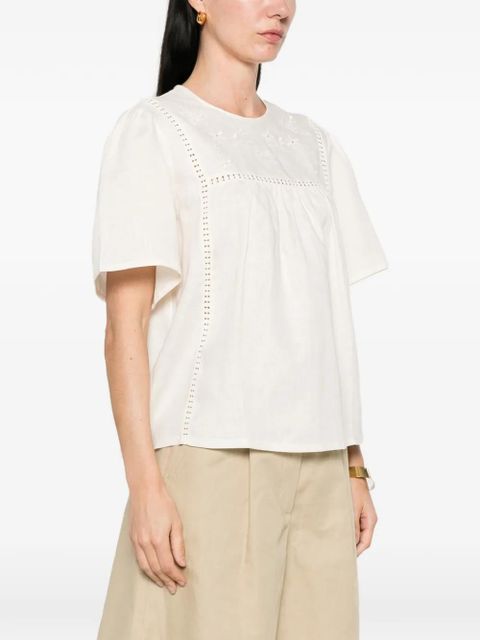 Weekend Max Mara floral-embroidered panelled top - Neutrals