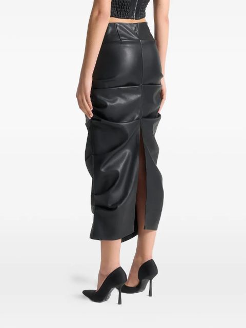 Manière De Voir high-waisted leather midi skirt - Black