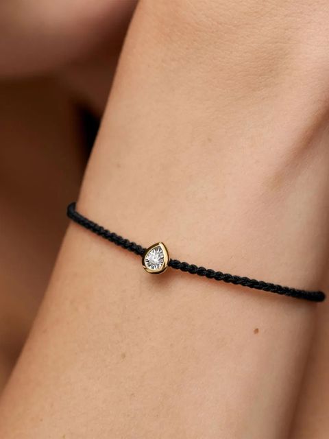 Monica Vinader 18K gold-vermeil pear-diamond cord bracelet - Black - zdjęcie produktu nr 2