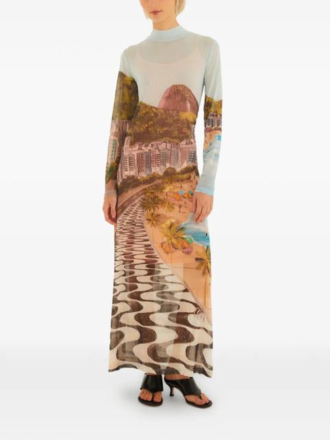 FARM Rio long-sleeve printed maxi dress - Neutrals - zdjęcie produktu nr 2