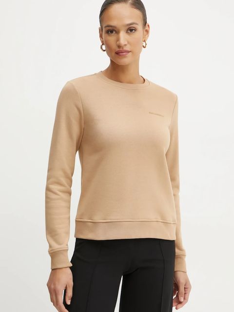 Karl Lagerfeld bluza damska kolor beżowy gładka A1W20066