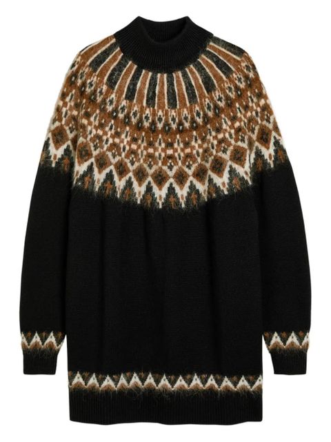 STAUD LIZA patterned roll-neck mini dress - Black - zdjęcie produktu nr 1