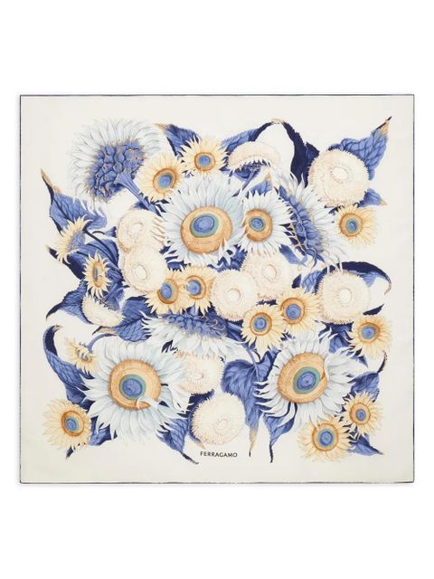 Ferragamo Sunflower-print silk scarf - Neutrals - zdjęcie produktu nr 1