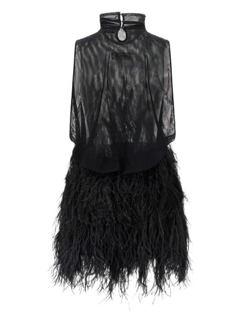 The Attico feather-skirt mini dress - Black - zdjęcie produktu nr 2