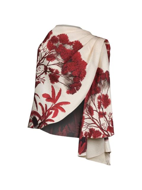Johanna Ortiz Ocean Of Secrets floral-pattern cape - Red