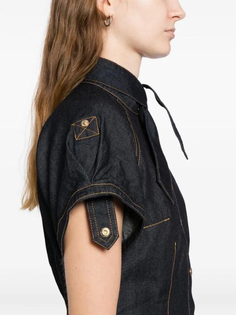 ZIMMERMANN denim tie neck shirt - Blue