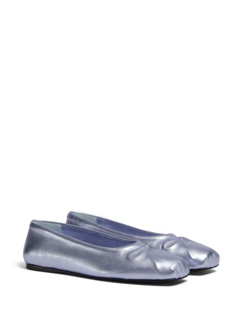 Marni Little Bow metallic ballerina shoes - Blue - zdjęcie produktu nr 2