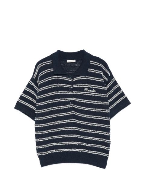 Moncler striped embroidered polo shirt - Blue - zdjęcie produktu nr 1