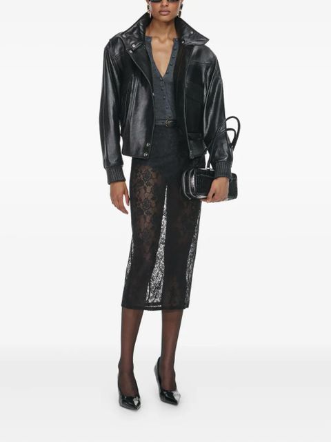 Self-Portrait floral lace midi skirt - BLACK