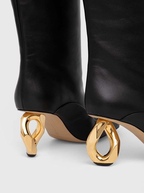 JW Anderson kozaki skórzane Chain Heel damskie kolor czarny na słupku ANW43020A