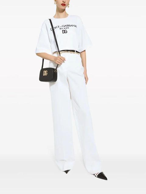 Dolce & Gabbana high-waisted cotton-blend pallazo pants - White