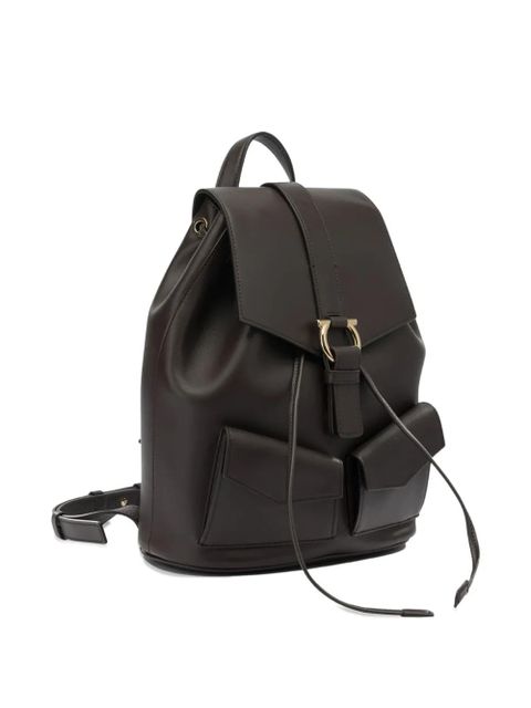 Ferragamo Gancini-plaque leather backpack - Brown