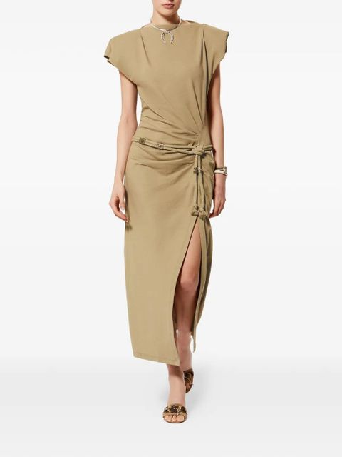 ISABEL MARANT Nadela draped slit-detail maxi cotton dress - Neutrals - zdjęcie produktu nr 2