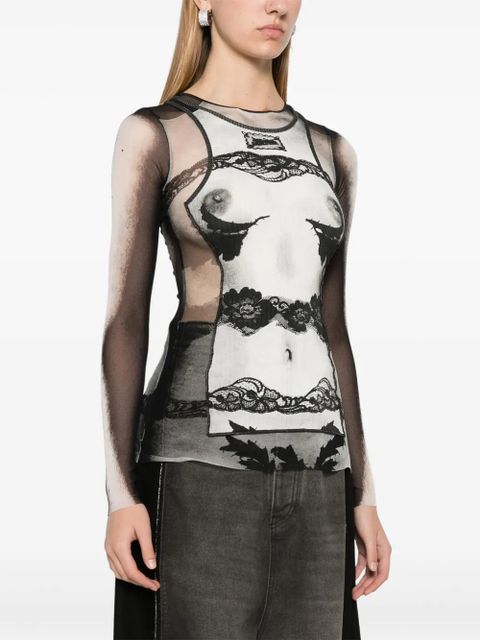 Jean Paul Gaultier The Body Lace Marinére top - Black